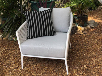 Gizella Outdoor Armchair in White / Light Grey / Grey Chine 4.