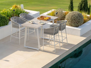 Gizella Outdoor Bar Chair in White / Light Grey / Grey Chine 1