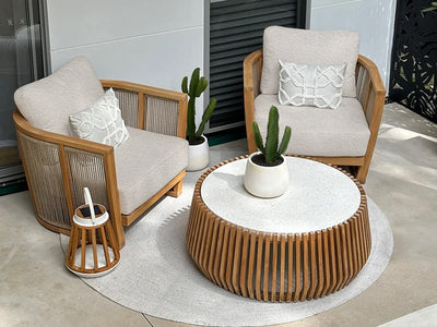 Granada 3pc Sofa Set | Outdoor Balcony Setting in Teak / Sisal / Beech / Jude_1