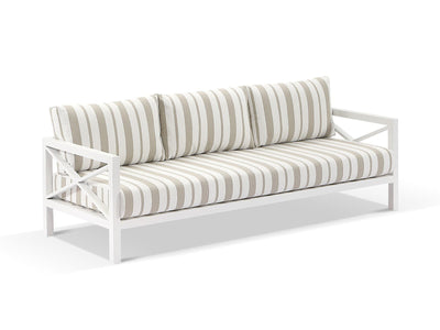 Hampton Sofa Set | Outdoor Lounge Setting in White / Chester Stripe / Without Coffee Table_2