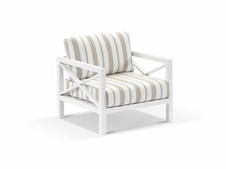 Hampton Outdoor Armchair in White / Chester Stripe