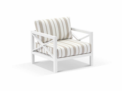 Hampton Outdoor Armchair in White / Chester Stripe