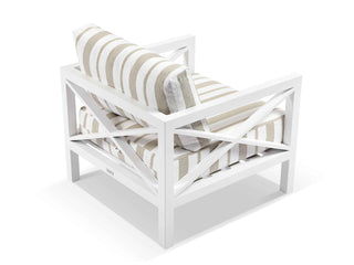 Hampton Outdoor Armchair in White / Chester Stripe 1