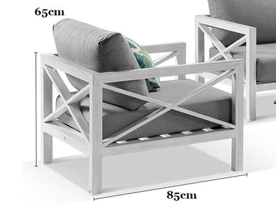 Hampton Outdoor Armchair in White Wash / Cast Slate 2