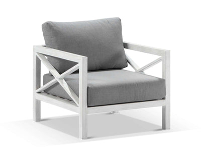Hampton Outdoor Armchair in White Wash / Cast Slate