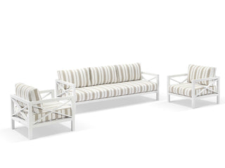Hampton Sofa Set | Outdoor Lounge Setting in White / Chester Stripe / Without Coffee Table_1