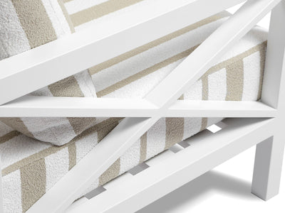 Hampton Sofa Set | Outdoor Lounge Setting in White / Chester Stripe / Without Coffee Table_4
