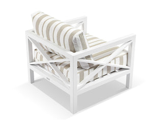 Hampton Sofa Set | Outdoor Lounge Setting in White / Chester Stripe / Without Coffee Table_5