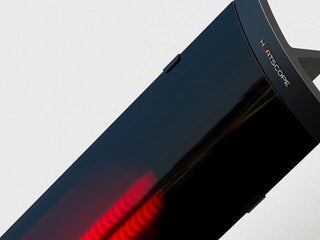 Heatscope Pure+ 3000W Electric Radiant Outdoor Heater in Black - close-up.