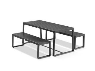 Balkoni 3pc Outdoor Bench Setting in Charcoal