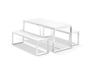 Balkoni 3pc Outdoor Bench Setting in White
