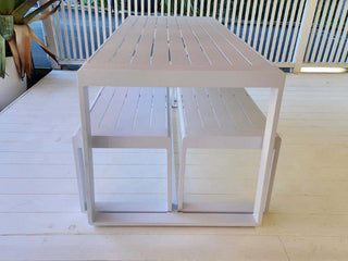 Balkoni 3pc Outdoor Bench Setting in White 1