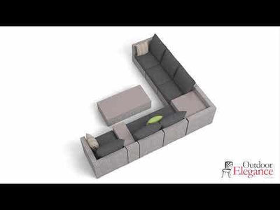 Maldives Modular | Outdoor Lounge Setting in Moonscape / Canvas Coal / 6 Seater w/ Corner Table / Maldives Coffee Table_7