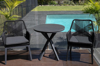 Adele Ceramic Round Outdoor Dining Table in Charcoal / Dark Grey / 72cm 2.