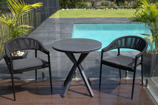 Adele Ceramic Round Outdoor Dining Table in Charcoal / Dark Grey / 72cm 1