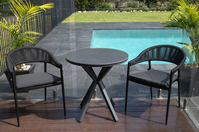 Adele Ceramic Round Outdoor Dining Table in Charcoal / Dark Grey / 72cm 1