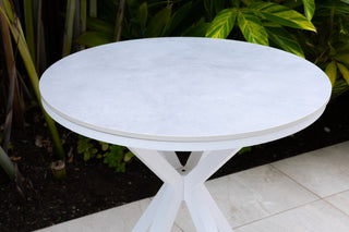 Adele Ceramic Round Outdoor Dining Table in White / Light Grey / 72cm 1