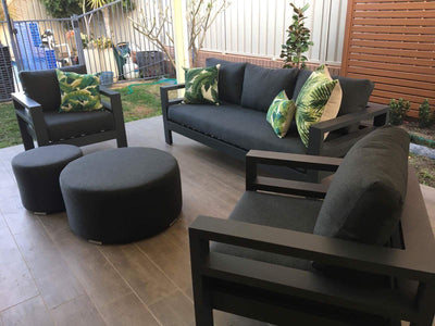Cubix Round Outdoor Ottoman in Sooty / 81cm 2.