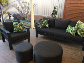Cubix Round Outdoor Ottoman in Sooty / 81cm 3.