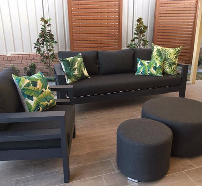 Cubix Round Outdoor Ottoman in Sooty / 81cm 4.