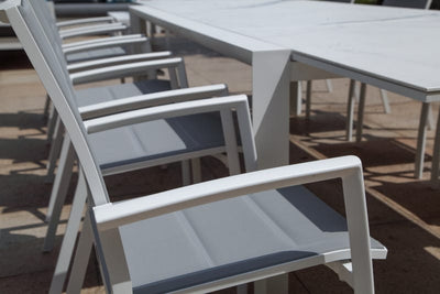 Mona Extension Table & Sevilla Chairs | Outdoor Dining Setting in White / C55 / Light Grey_4