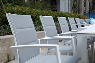 Mona Extension Table & Sevilla Chairs | Outdoor Dining Setting in White / C55 / Light Grey_5