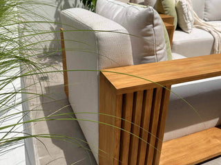 Kendari Sofa Set | Outdoor Lounge Setting in Teak / Natte Oyster / Without Coffee Table_2