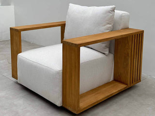 Kendari Sofa Set | Outdoor Lounge Setting in Teak / Natte Oyster / Without Coffee Table_5