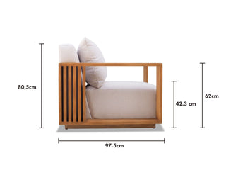Kendari Sofa Set | Outdoor Lounge Setting in Teak / Natte Oyster / Without Coffee Table_15