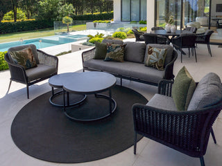 Bali Outdoor Lounge Setting in Charcoal / Carbon / Smoke / Milos Coffee Table Set_1
