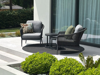 Bali 3pc Sofa Set | Outdoor Balcony Setting in Charcoal / Carbon / Smoke / Milos Side Table Set_1