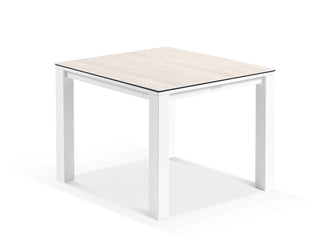 Adele Ceramic Table & Nivala Chairs | Outdoor Dining Setting in White / Travertino / Biscuit / 5pc 95cm_1