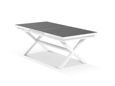 Lago Extension Outdoor Dining Table in White / 200 - 260cm - close-up.