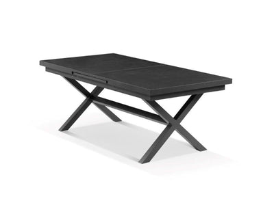 Lago Outdoor Extension Table in Charcoal / 200 - 260cm - close-up.