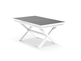 Lago Extension Outdoor Dining Table in White / 160 - 210cm - close-up.