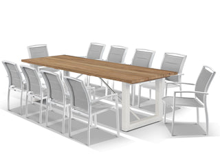 Laguna Table & Verde Chairs | Outdoor Dining Setting in White / 11pc 290cm_1
