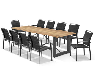 Laguna Table & Verde Chairs | Outdoor Dining Setting in Charcoal / 11pc 290cm_1