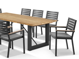 Laguna Table & Twain Teak Arm Chair | Outdoor Dining Setting in Charcoal / Cinder / 9pc 240cm_2