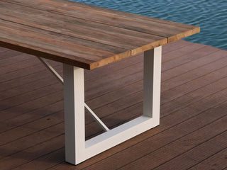 Laguna Table & Twain Teak Arm Chair | Outdoor Dining Setting in White / Mist / 11pc 290cm_7