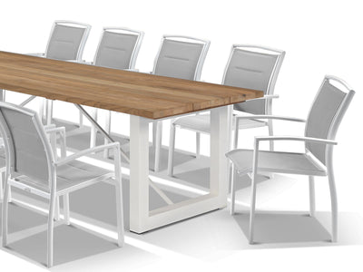Laguna Table & Verde Chairs | Outdoor Dining Setting in White / 11pc 290cm_6