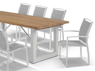 Laguna Table & Verde Chairs | Outdoor Dining Setting in White / 9pc 240cm_8