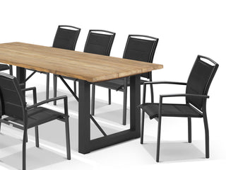 Laguna Table & Verde Chairs | Outdoor Dining Setting in Charcoal / 9pc 240cm_4
