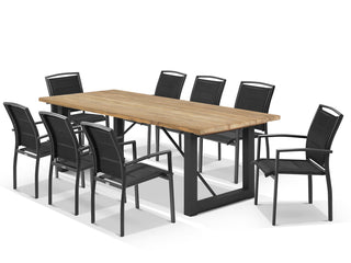 Laguna Table & Verde Chairs | Outdoor Dining Setting in Charcoal / 9pc 240cm_1
