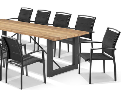 Laguna Table & Verde Chairs | Outdoor Dining Setting in Charcoal / 11pc 290cm_5