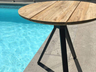 Larsen Round Outdoor Side Table in 600x600H - side view.