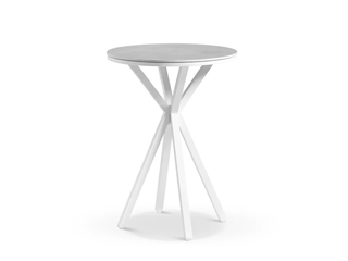 Adele Ceramic Round Table & Serang Armless Chairs | Outdoor Bar Setting in White / Light Grey / Gobi / 3pc 72cm_2