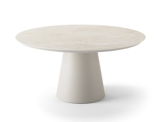 Lima Outdoor Dining Table in White / Travertine