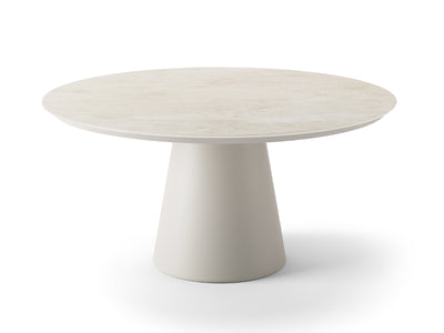 Lima Outdoor Dining Table in White / Travertine