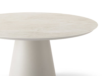 Lima Outdoor Dining Table in White / Travertine 3