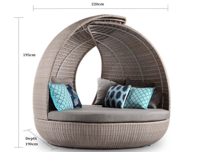 Lotus Outdoor Daybed in Elk / Carbon Beige 11.